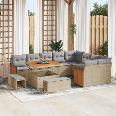 Tuinbankenset 12 st 12-Aantal zitplaatsen Beige en Licht Grijs