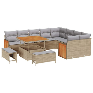 Tuinbankenset 12 st 12-Aantal zitplaatsen Beige en Licht Grijs