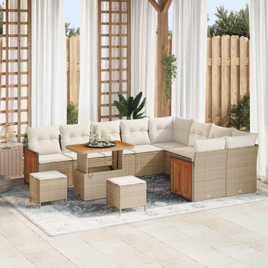 Tuinbankenset 12 st 12-Aantal zitplaatsen Beige en Crème