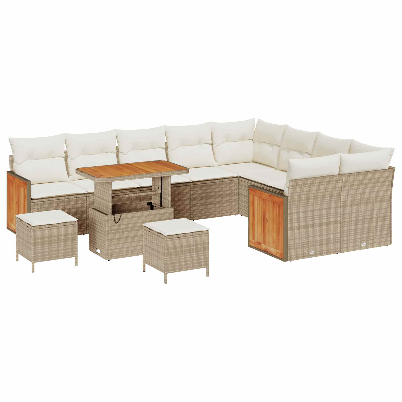 Tuinbankenset 12 st 12-Aantal zitplaatsen Beige en Crème