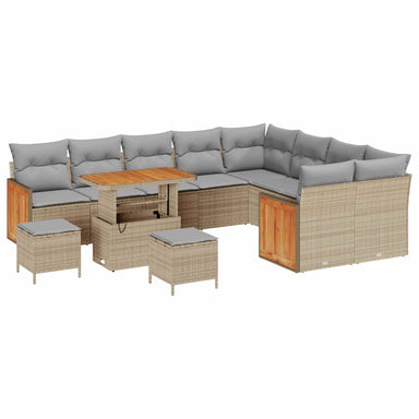 Tuinbankenset 12 st 12-Aantal zitplaatsen Beige en Licht Grijs