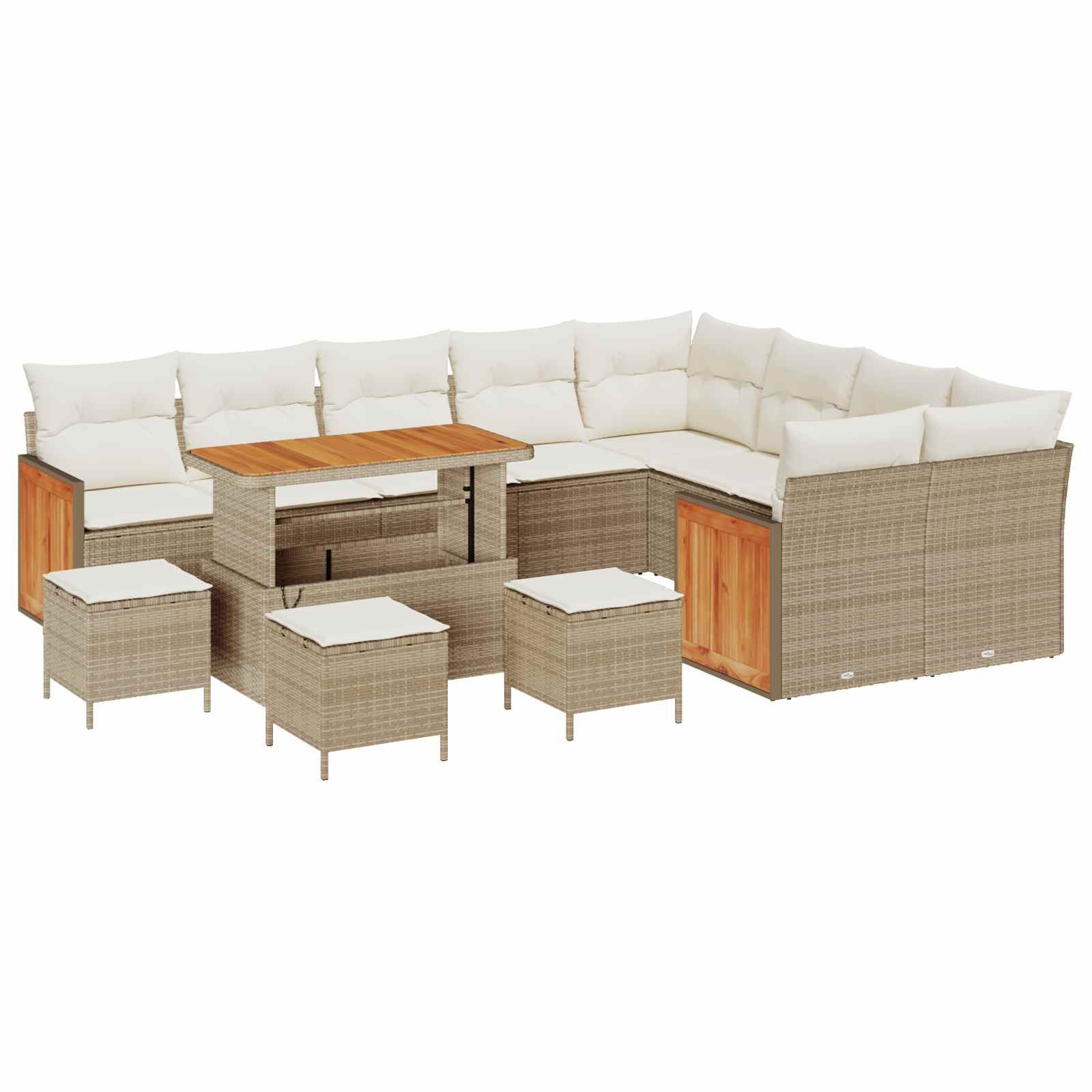 Tuinbankenset 13 st 13-Aantal zitplaatsen Beige en Crème