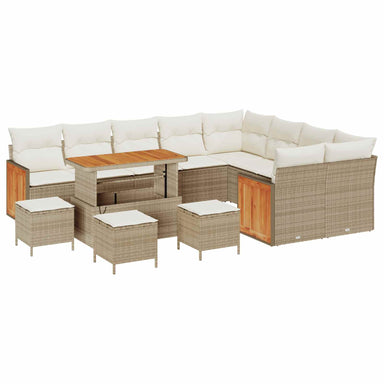 Tuinbankenset 13 st 13-Aantal zitplaatsen Beige en Crème