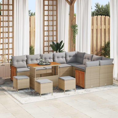 Tuinbankenset 13 st 13-Aantal zitplaatsen Beige en Licht Grijs
