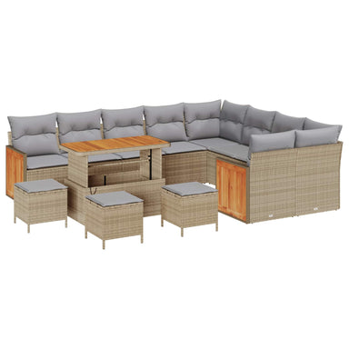 Tuinbankenset 13 st 13-Aantal zitplaatsen Beige en Licht Grijs