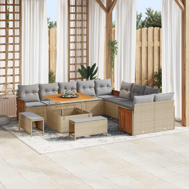 Tuinbankenset 13 st 13-Aantal zitplaatsen Beige en Licht Grijs