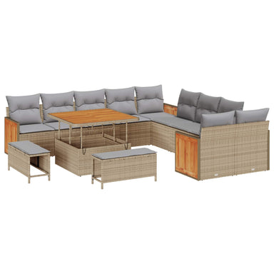 Tuinbankenset 13 st 13-Aantal zitplaatsen Beige en Licht Grijs