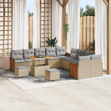 Tuinbankenset 13 st 12-Aantal zitplaatsen Beige en Licht Grijs