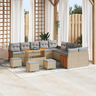Tuinbankenset 14 st 14-Aantal zitplaatsen Beige en Licht Grijs