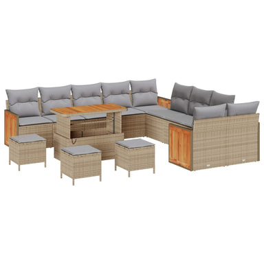 Tuinbankenset 14 st 14-Aantal zitplaatsen Beige en Licht Grijs