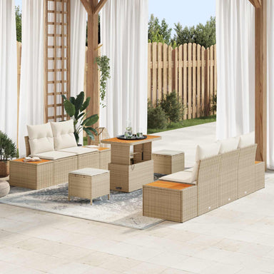 Tuinbankenset 8 st 7-Aantal zitplaatsen Beige en Crème
