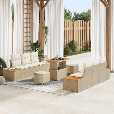 Tuinbankenset 9 st 8-Aantal zitplaatsen Beige en Crème