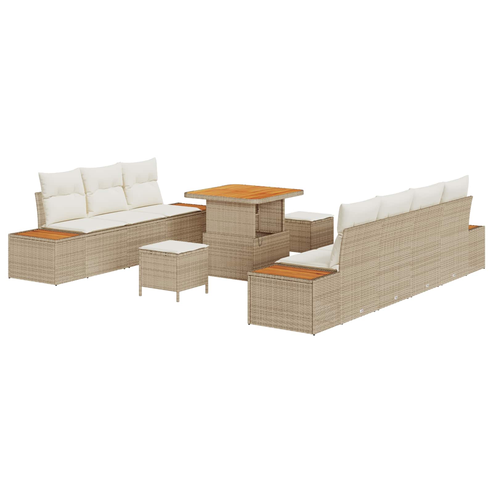 Tuinbankenset 10 st 9-Aantal zitplaatsen Beige en Crème
