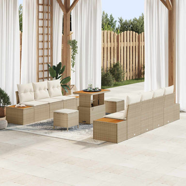 Tuinbankenset 10 st 9-Aantal zitplaatsen Beige en Crème
