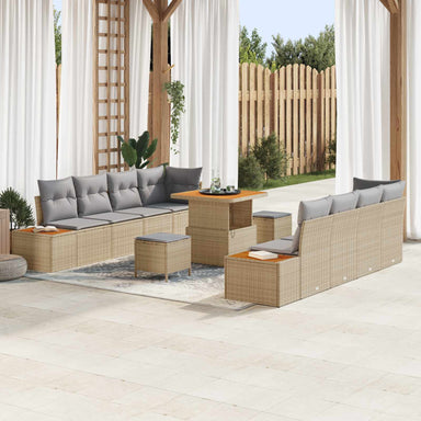 Tuinbankenset 11 st 10-Aantal zitplaatsen Beige en Licht Grijs