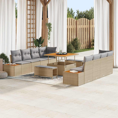 Tuinbankenset 11 st 10-Aantal zitplaatsen Beige en Licht Grijs