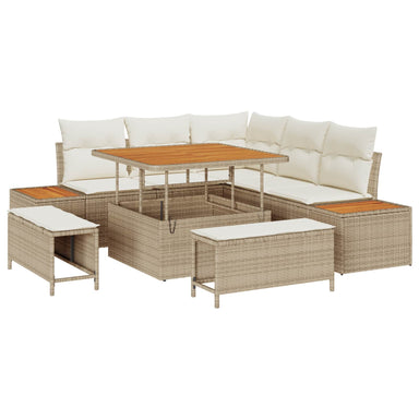 Tuinbankenset 8 st 7-Aantal zitplaatsen Beige en Crème