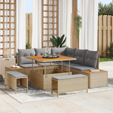Tuinbankenset 8 st 7-Aantal zitplaatsen Beige en Licht Grijs