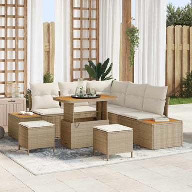 Tuinbankenset 8 st 7-Aantal zitplaatsen Beige en Crème