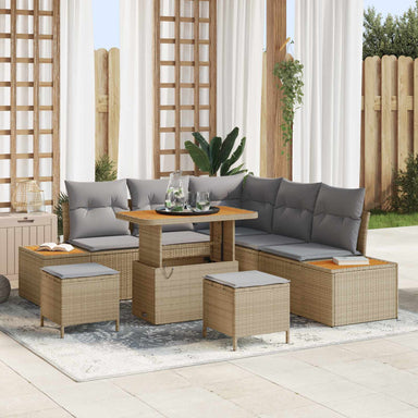 Tuinbankenset 8 st 7-Aantal zitplaatsen Beige en Licht Grijs
