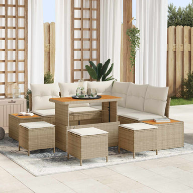 Tuinbankenset 9 st 8-Aantal zitplaatsen Beige en Crème