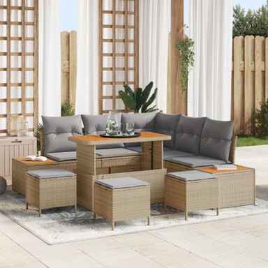 Tuinbankenset 9 st 8-Aantal zitplaatsen Beige en Licht Grijs