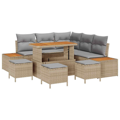 Tuinbankenset 9 st 8-Aantal zitplaatsen Beige en Licht Grijs