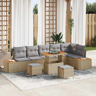 Tuinbankenset 9 st 8-Aantal zitplaatsen Beige en Licht Grijs