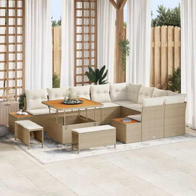 Tuinbankenset 12 st 11-Aantal zitplaatsen Beige en Crème
