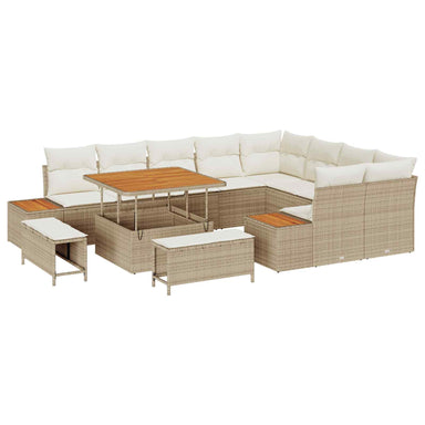 Tuinbankenset 12 st 11-Aantal zitplaatsen Beige en Crème
