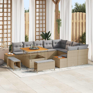 Tuinbankenset 12 st 11-Aantal zitplaatsen Beige en Licht Grijs