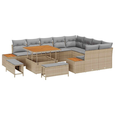 Tuinbankenset 12 st 11-Aantal zitplaatsen Beige en Licht Grijs
