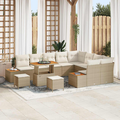 Tuinbankenset 12 st 11-Aantal zitplaatsen Beige en Crème