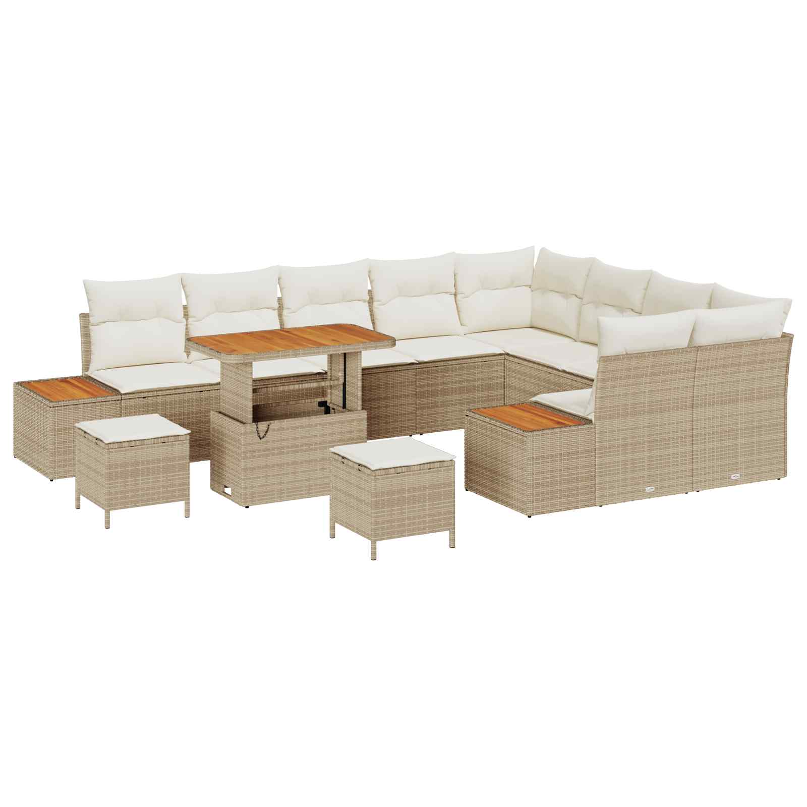 Tuinbankenset 12 st 11-Aantal zitplaatsen Beige en Crème