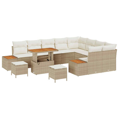 Tuinbankenset 12 st 11-Aantal zitplaatsen Beige en Crème