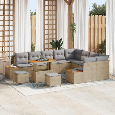 Tuinbankenset 12 st 11-Aantal zitplaatsen Beige en Licht Grijs