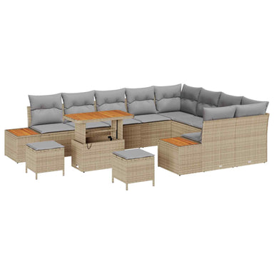Tuinbankenset 12 st 11-Aantal zitplaatsen Beige en Licht Grijs