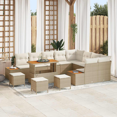 Tuinbankenset 13 st 12-Aantal zitplaatsen Beige en Crème