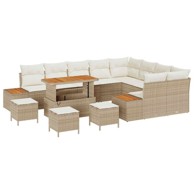 Tuinbankenset 13 st 12-Aantal zitplaatsen Beige en Crème