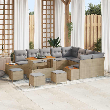 Tuinbankenset 13 st 12-Aantal zitplaatsen Beige en Licht Grijs
