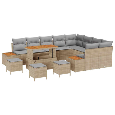 Tuinbankenset 13 st 12-Aantal zitplaatsen Beige en Licht Grijs
