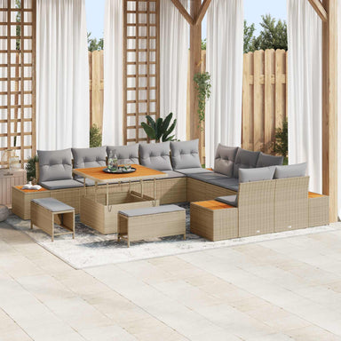 Tuinbankenset 13 st 12-Aantal zitplaatsen Beige en Licht Grijs