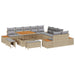 Tuinbankenset 13 st 12-Aantal zitplaatsen Beige en Licht Grijs