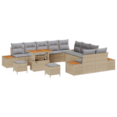 Tuinbankenset 13 st 12-Aantal zitplaatsen Beige en Licht Grijs
