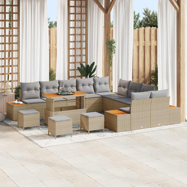 Tuinbankenset 14 st 13-Aantal zitplaatsen Beige en Licht Grijs