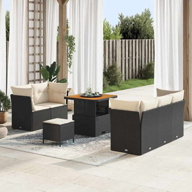 Tuin Sofa Set 8 st 5-Aantal zitplaatsen Zwart en Crème