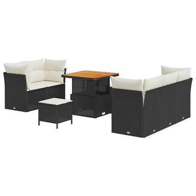 Tuin Sofa Set 8 st 5-Aantal zitplaatsen Zwart en Crème