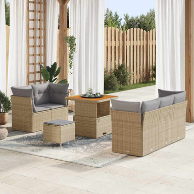 Tuin Sofa Set 8 st 5-Aantal zitplaatsen Beige en Licht Grijs