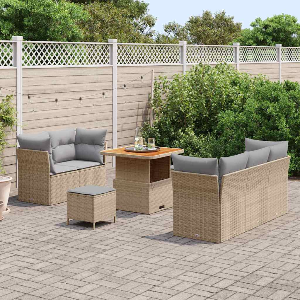 Tuin Sofa Set 8 st 5-Aantal zitplaatsen Beige en Licht Grijs