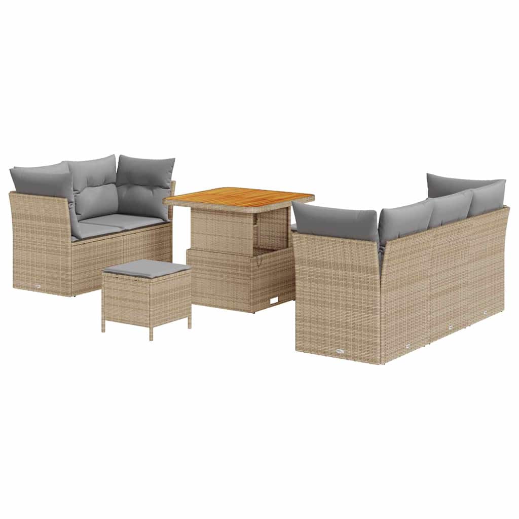 Tuin Sofa Set 8 st 5-Aantal zitplaatsen Beige en Licht Grijs